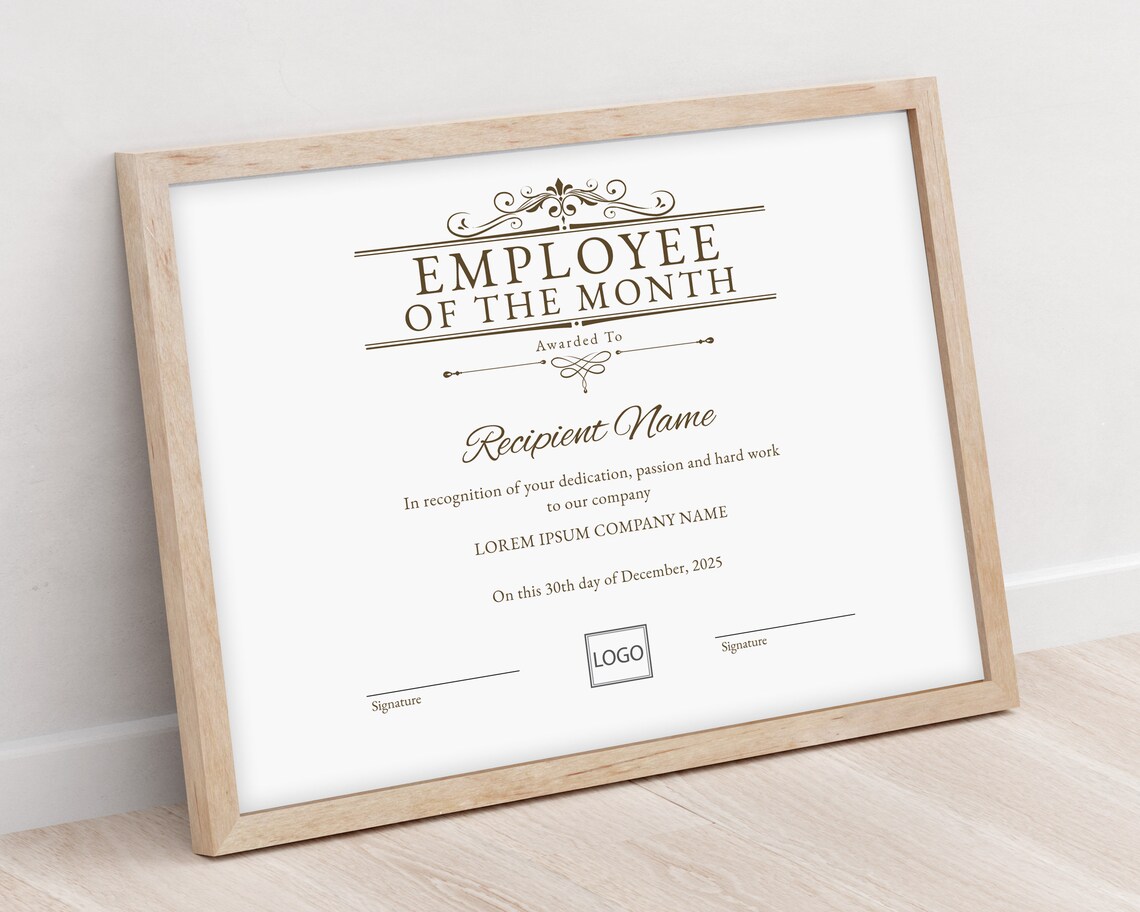Printable Employee of the Month EDITABLE Template Employee of | Etsy