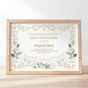 Editable Child Dedication Certificate Template, Presentation Certificate, Blessing Certificate, Dedication Template Digital Download Jet248