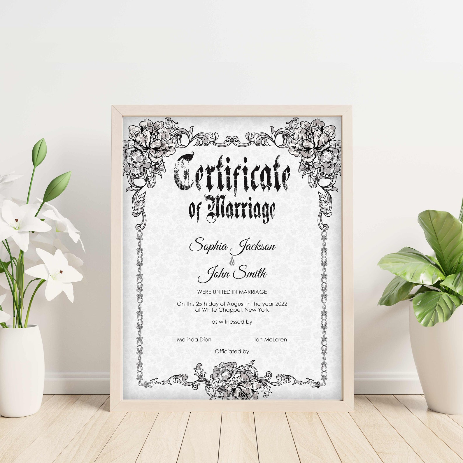 Gothic Wedding Editable Certificate Template Printable | Etsy
