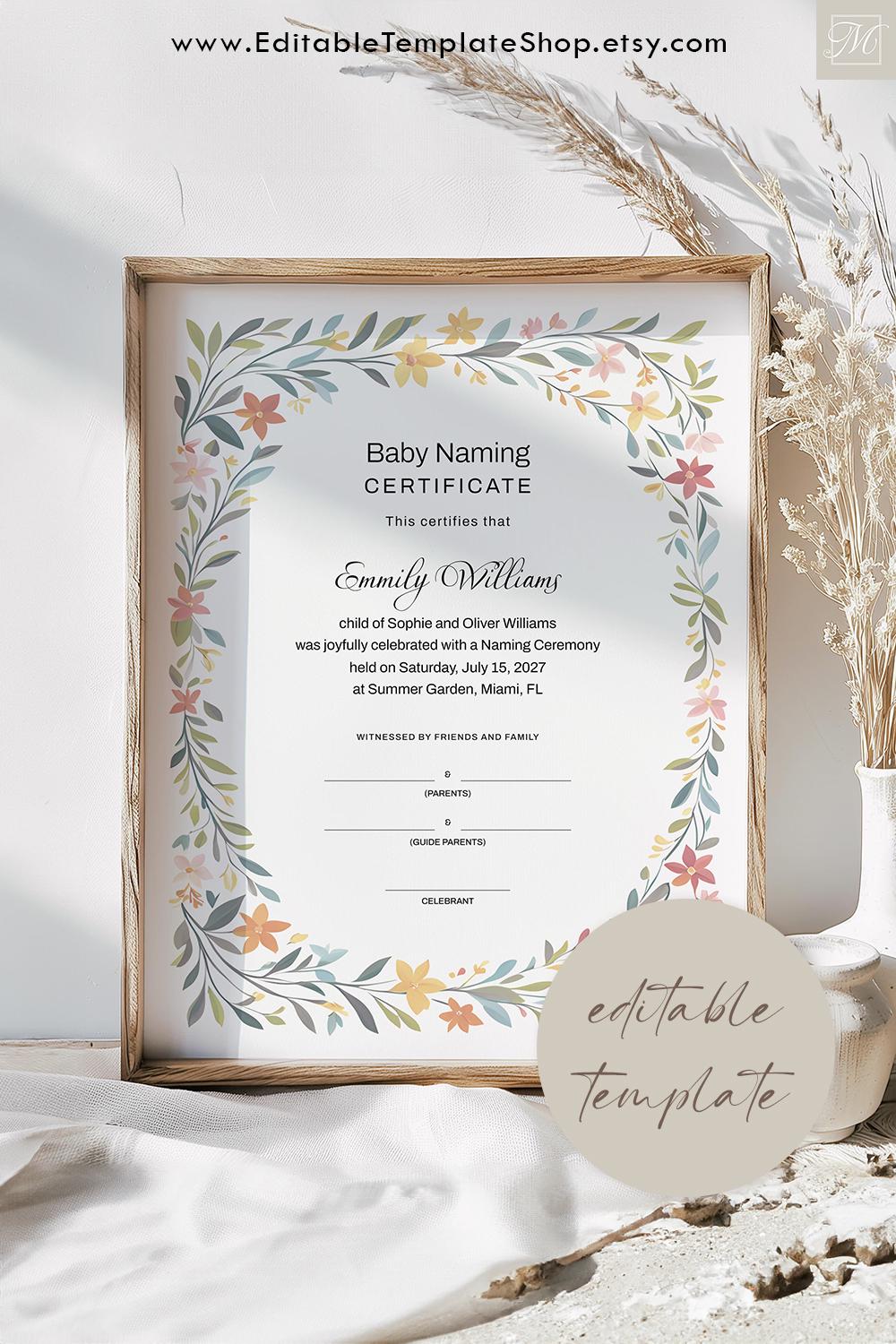 cute-baby-naming-certificate-template-editable-printable-certificate-of-naming-ceremony-naming-day-certificate-floral-frame-download-jet376-etsy
