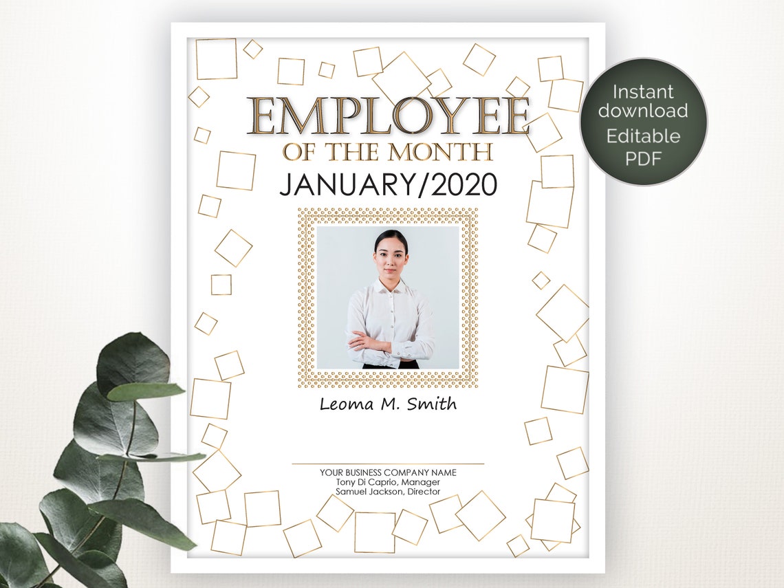 Employee of the Month Template Editable Image Printable Etsy