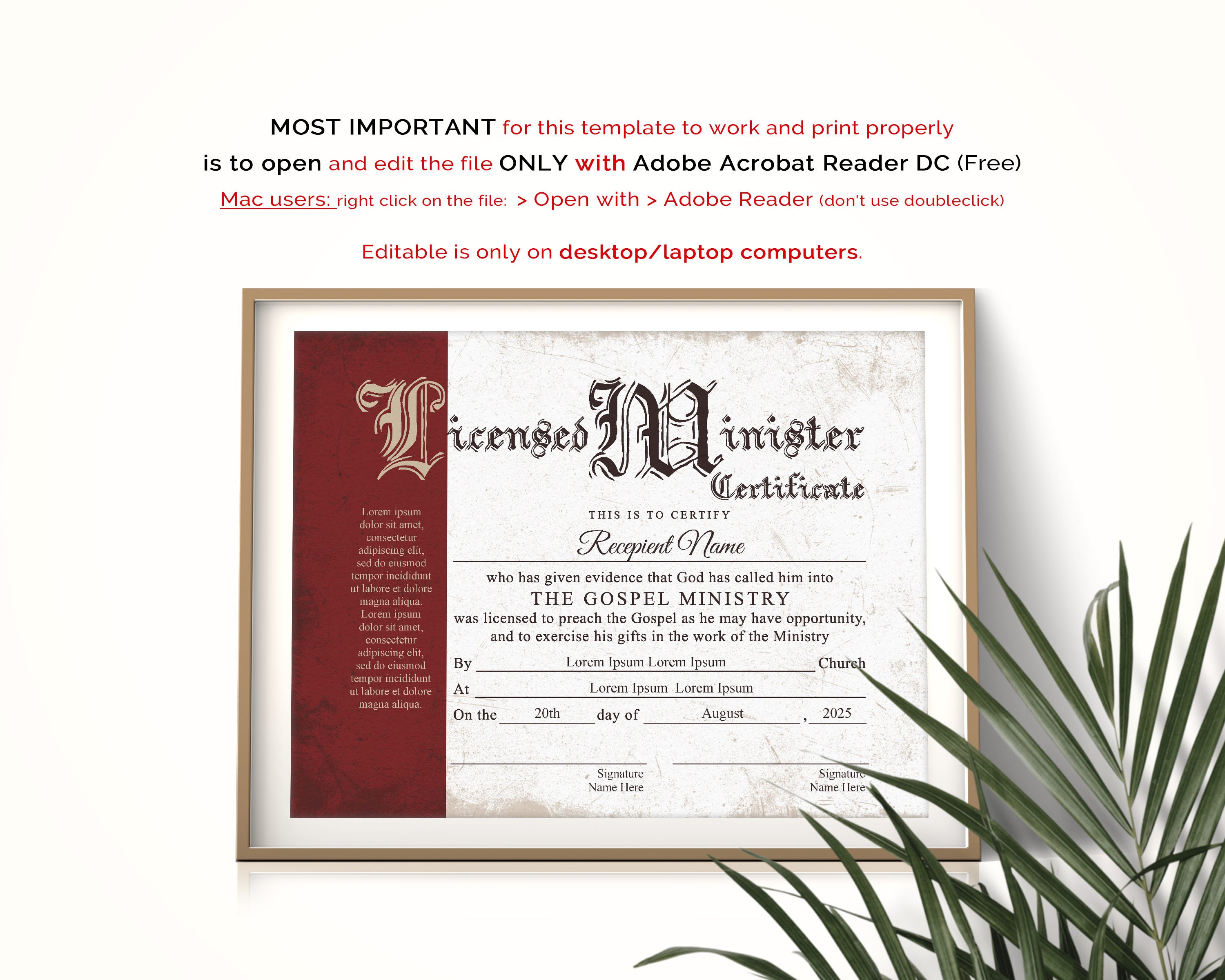 Minister License Certificate Template Minister License Certificate Template