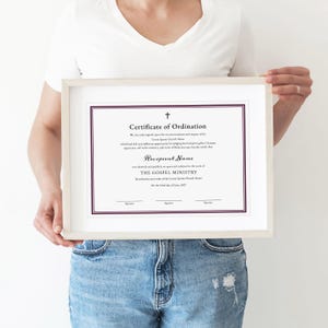 Certificate of Ordination, Gospel Ministry Certificate Template, Editable Printable Ordained Minister Minimalist Certificate Download Jet072 image 8