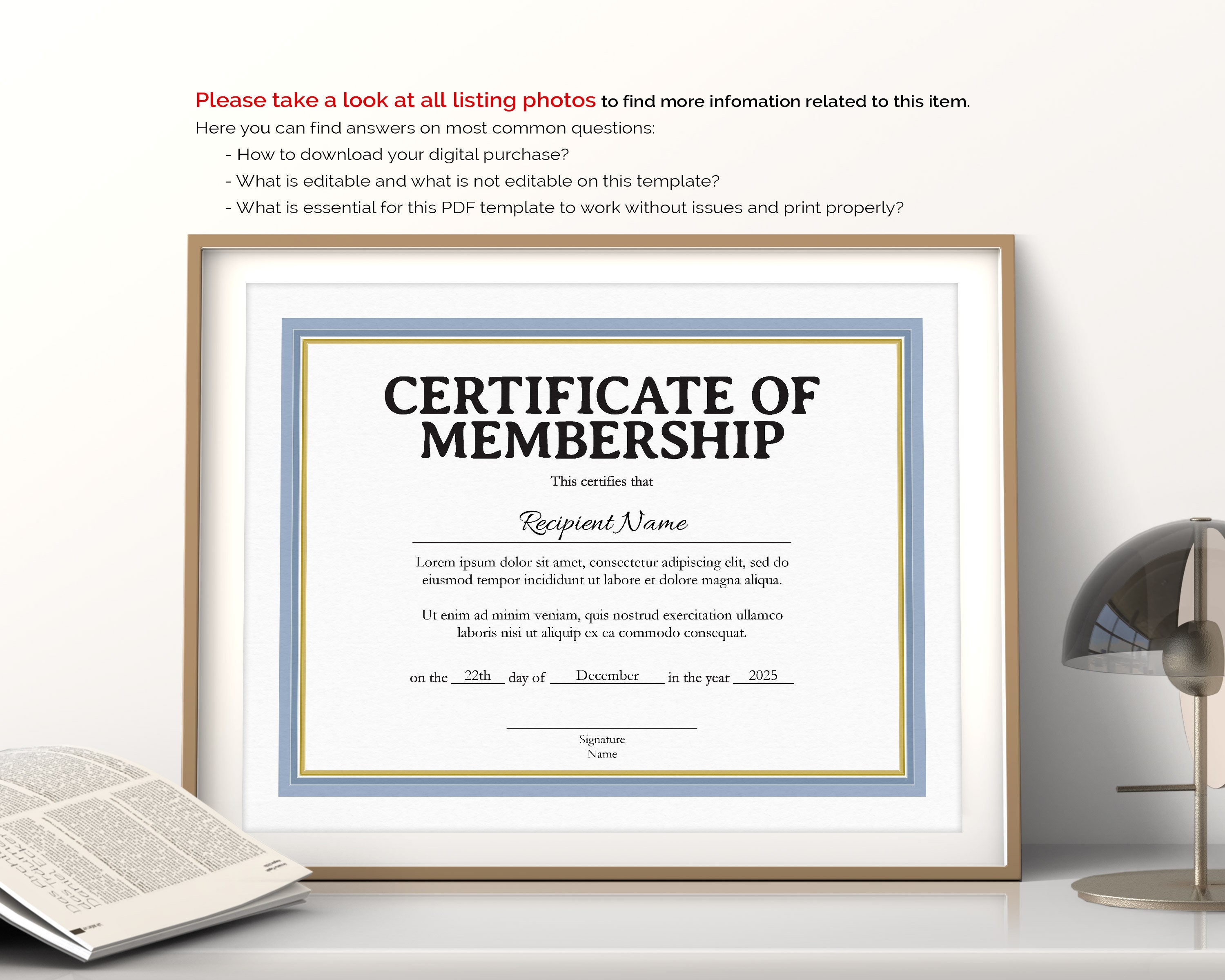 Membership Certificate Template