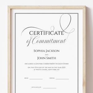 Bearbeitbare Zertifikatsvorlage, druckbare Hochzeitsandenken-Urkunde, minimalistische Ehegeschenkurkunde Download Jet043