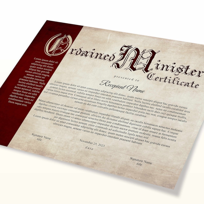 ordained minister certificate template ordained minister certificate template