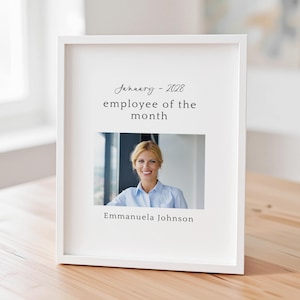 Editable Employee of the Month Office Sign Template, Employee Recognition Award, Photo Employee of the Month Office Decoration Download 059