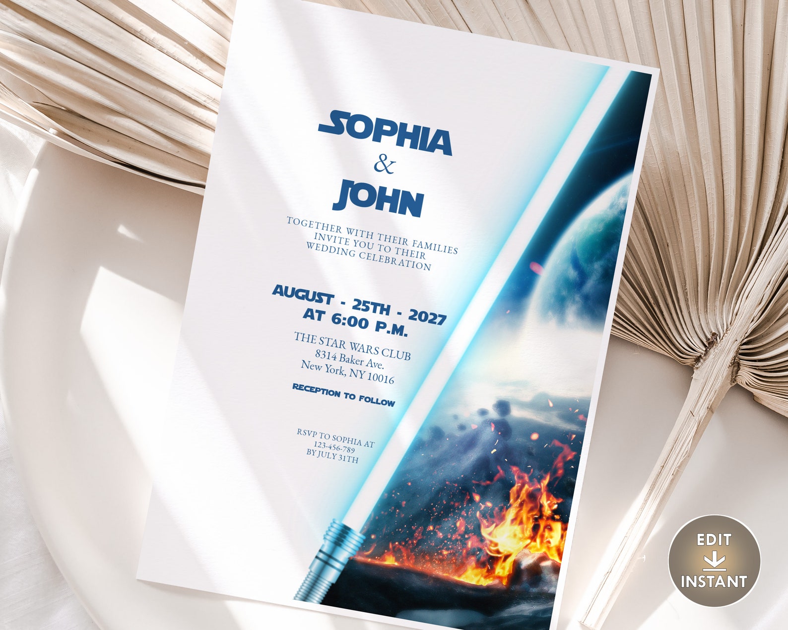 Star Wars Wedding Invitation Template Star Wars Invite Sci Fi Etsy