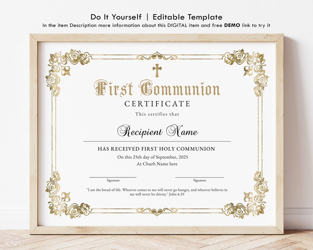 first-communion-certificate-template-editable-printable-gold-etsy
