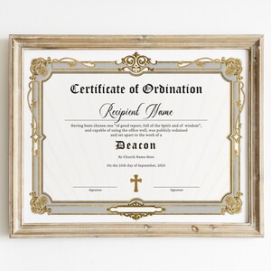 Deacon Ordination Certificate Template Printable Certificate - Etsy