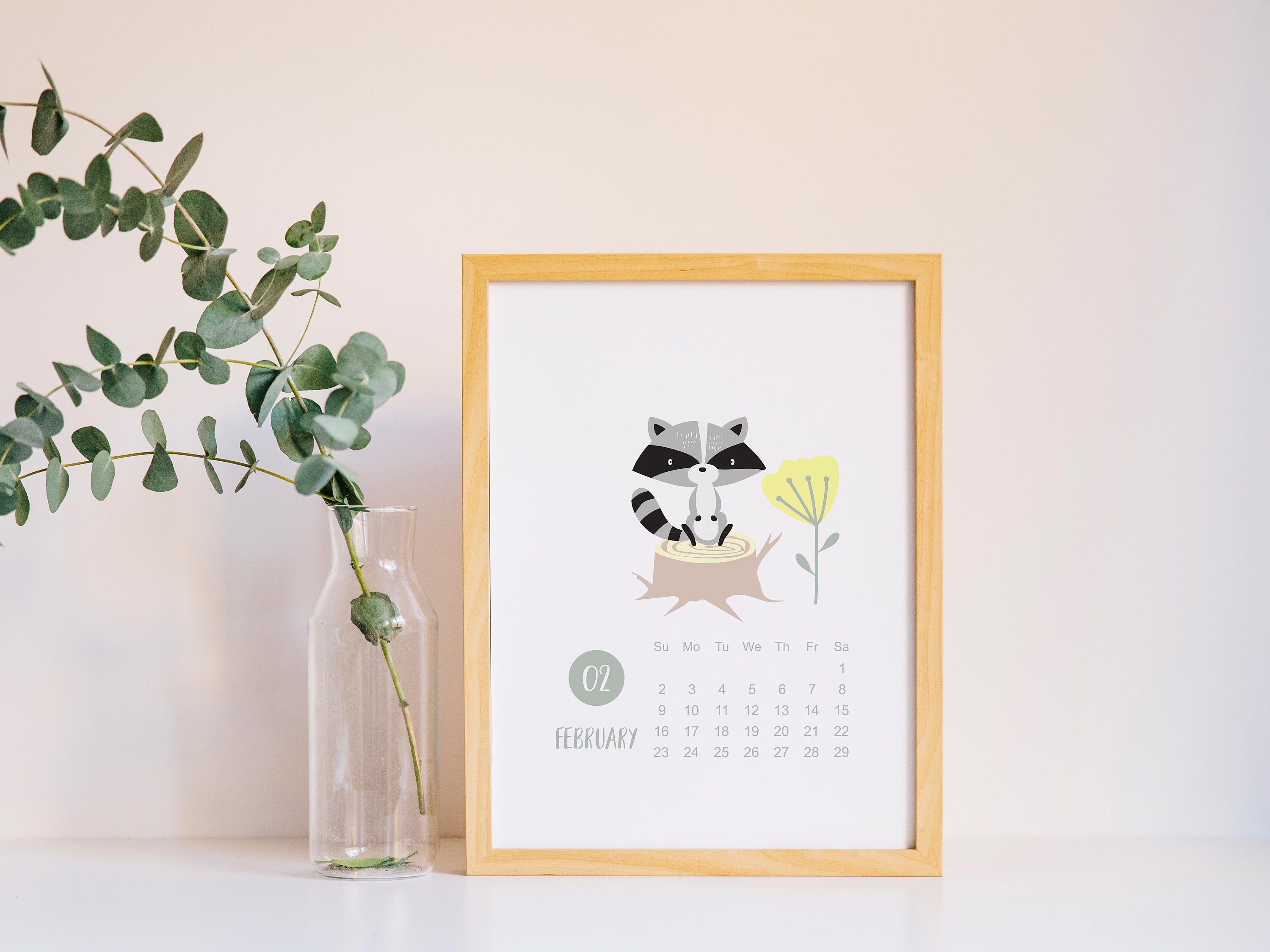 Printable Kids Modern Elegant Wall Calendar 2020 Instant Etsy