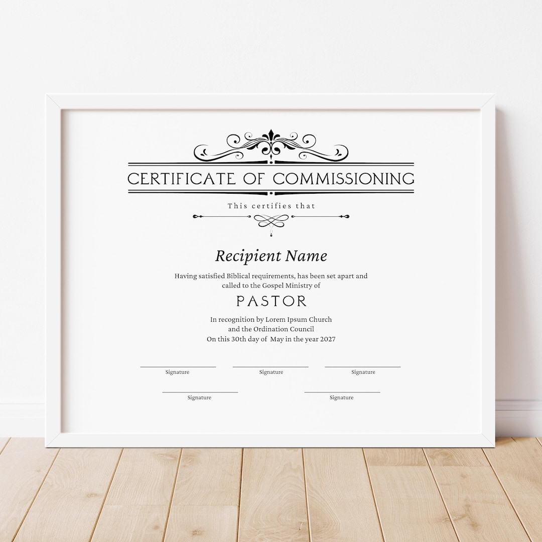 Editable Certificate of Commissioning, Printable Commissioning Editable Certificate of Commissioning, Printable Commissioning