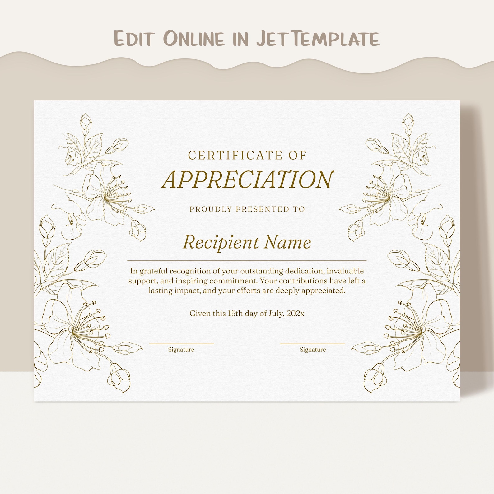 Editable Appreciation Certificate Template, Certificate of Appreciation ...