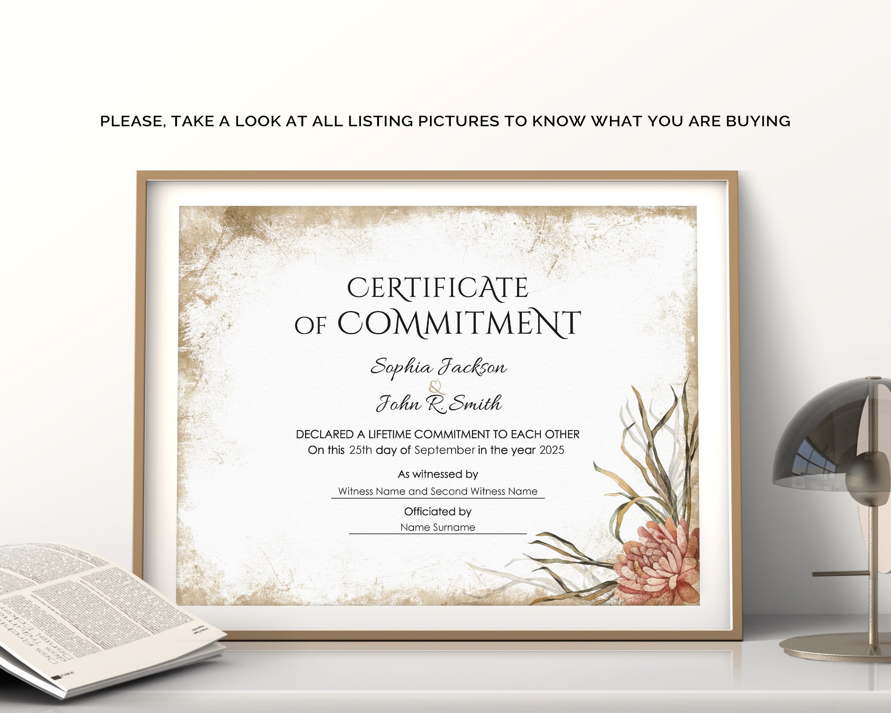 Commitment Ceremony Certificate