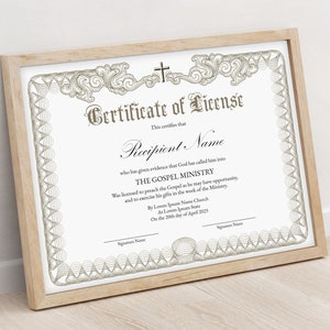 Editable License to Preach Template Printable Certificate of - Etsy