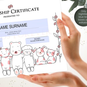 Printable Friendship Certificate Template Editable Friendship | Etsy