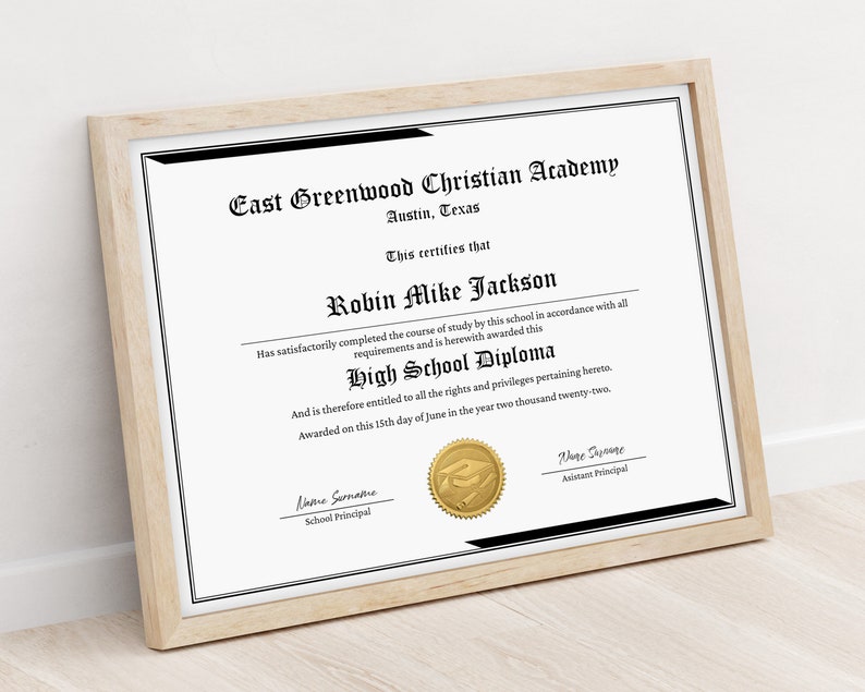 Editable Homeschool Diploma Template Printable Diploma Etsy