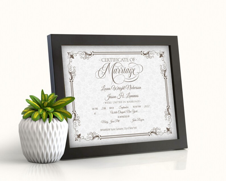 Bearbeitbare Hochzeit Zertifikat Vorlage druckbare Etsy