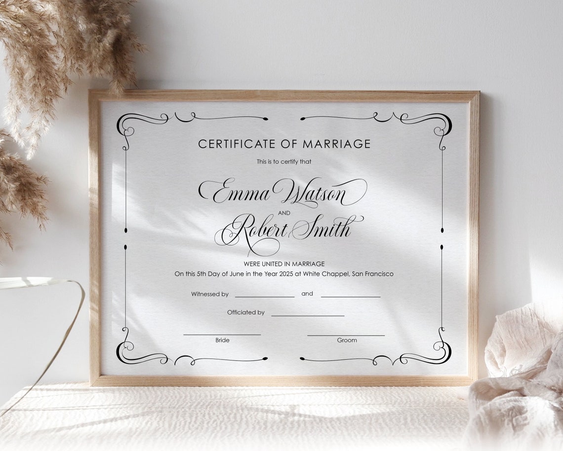 Minimalistische Heiratsurkunde Vorlage Hochzeitsandenken | Etsy