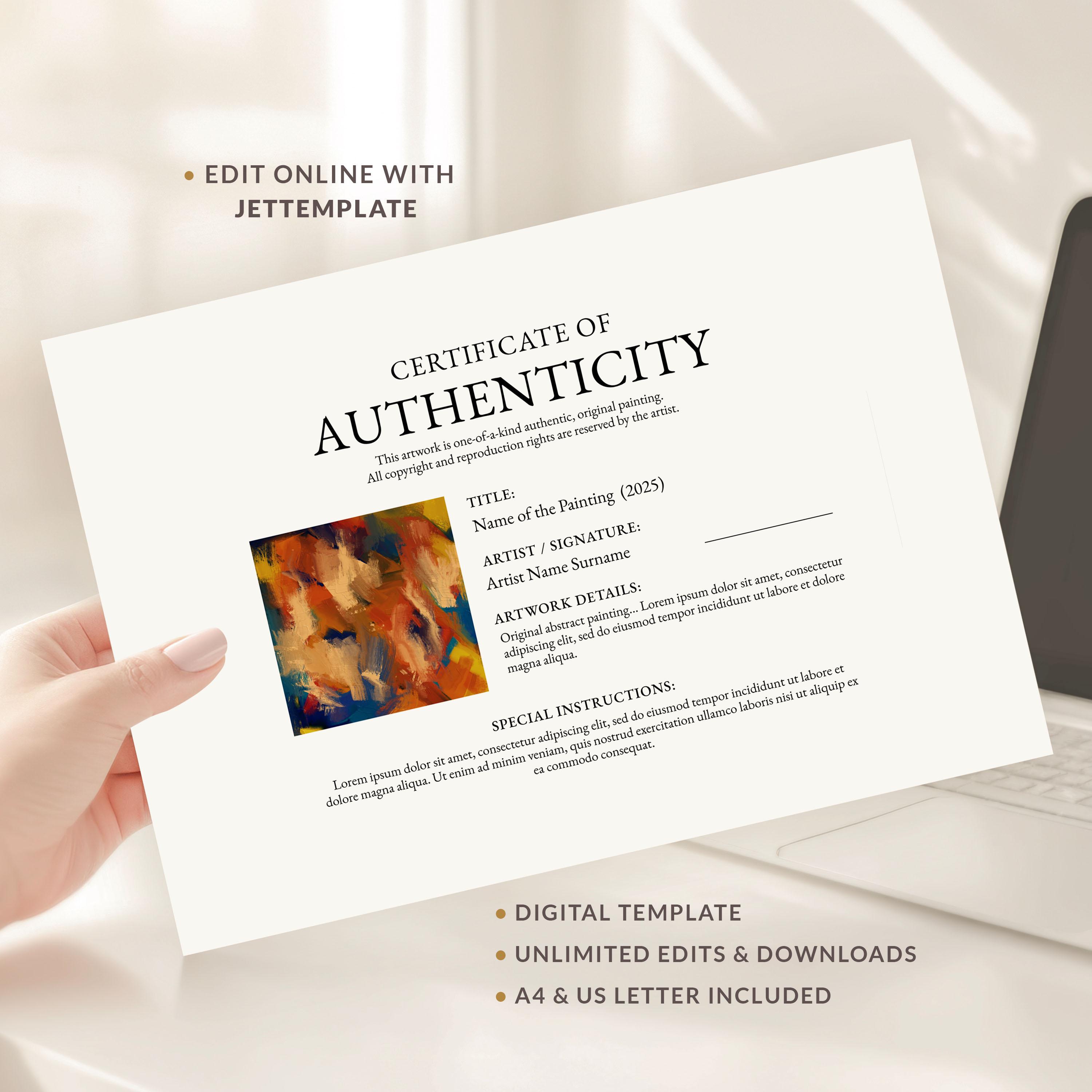 Art certificate authenticity - Etsy 日本