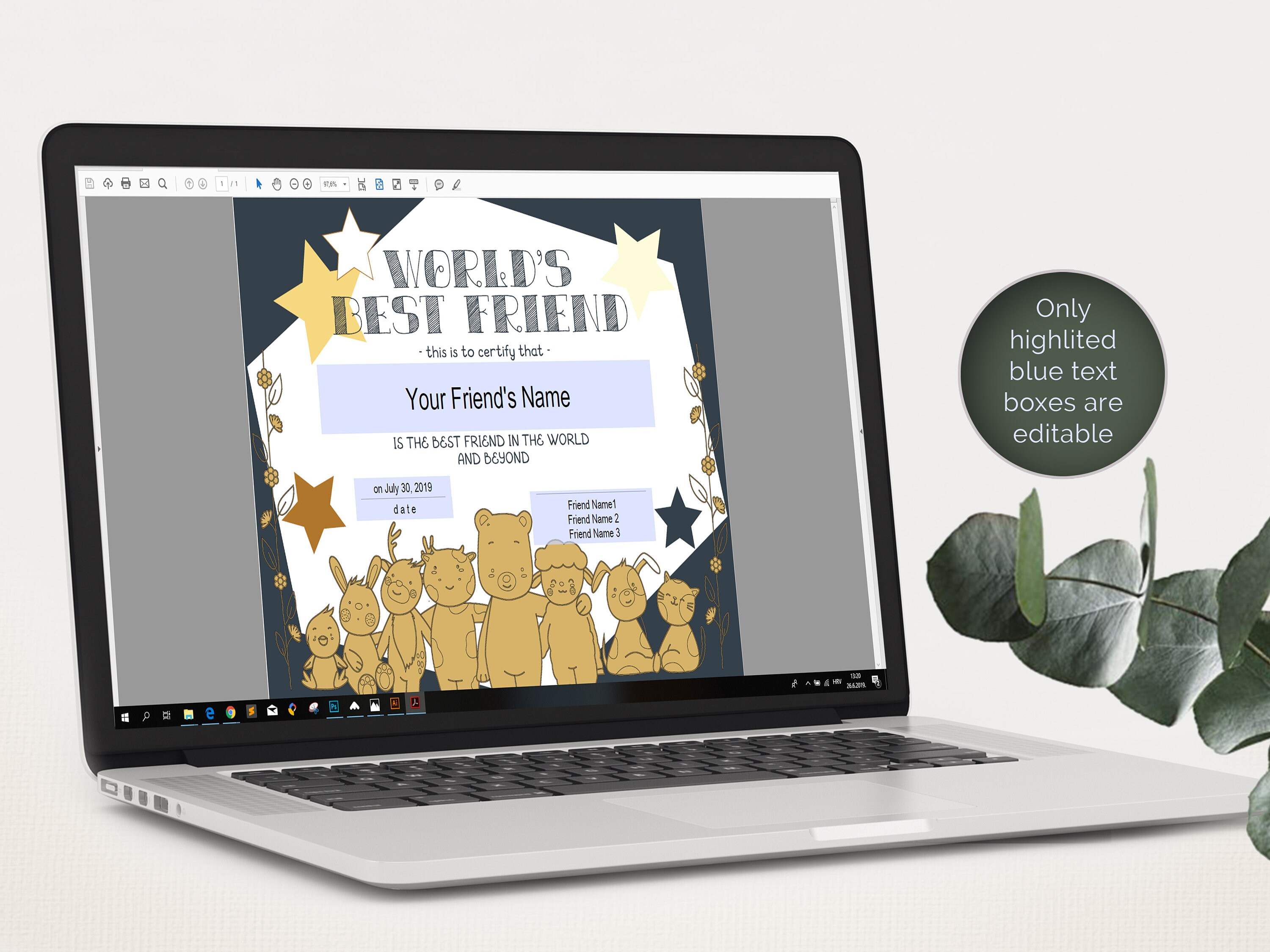 Printable World's Best Friend Certificate Template | Etsy