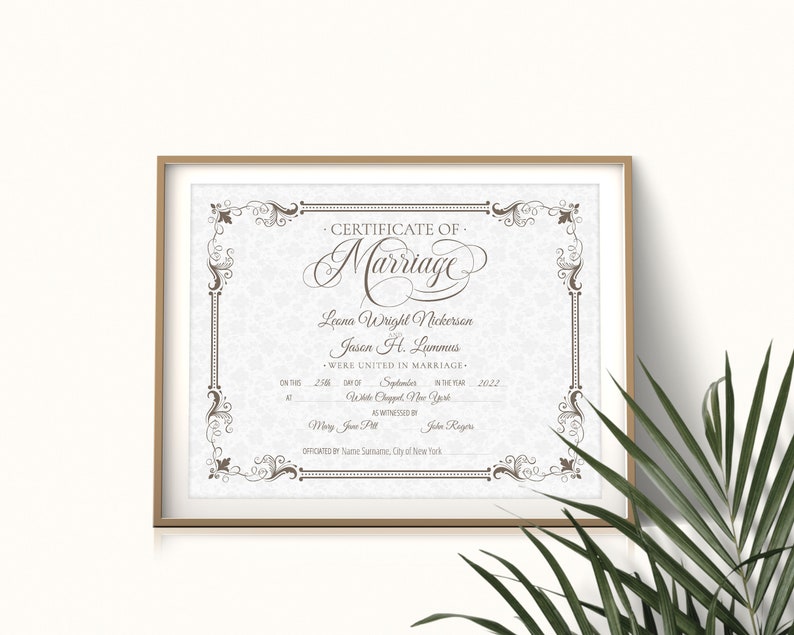 Bearbeitbare Hochzeit Zertifikat Vorlage druckbare Etsy