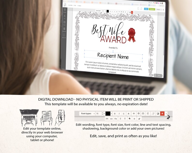 Editable Best Wife Award Template Printable Best Wife Gift | Etsy
