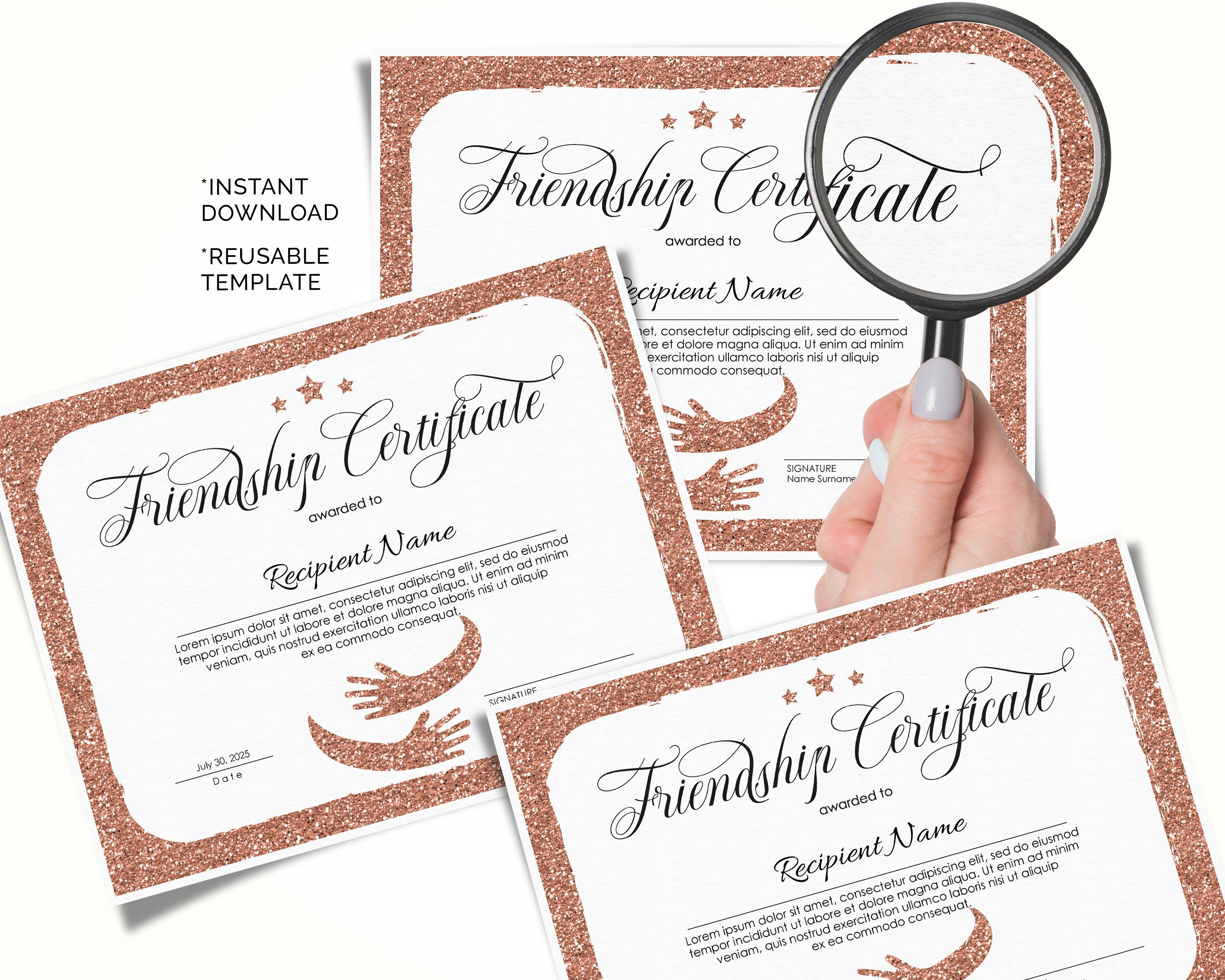 Friendship Certificate Award Template Certificate of Etsy