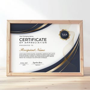 Modern Certificate of Appreciation Printable Appreciation Award Certificate Template Elegant DIY Editable Certificate Award  Download Jet058