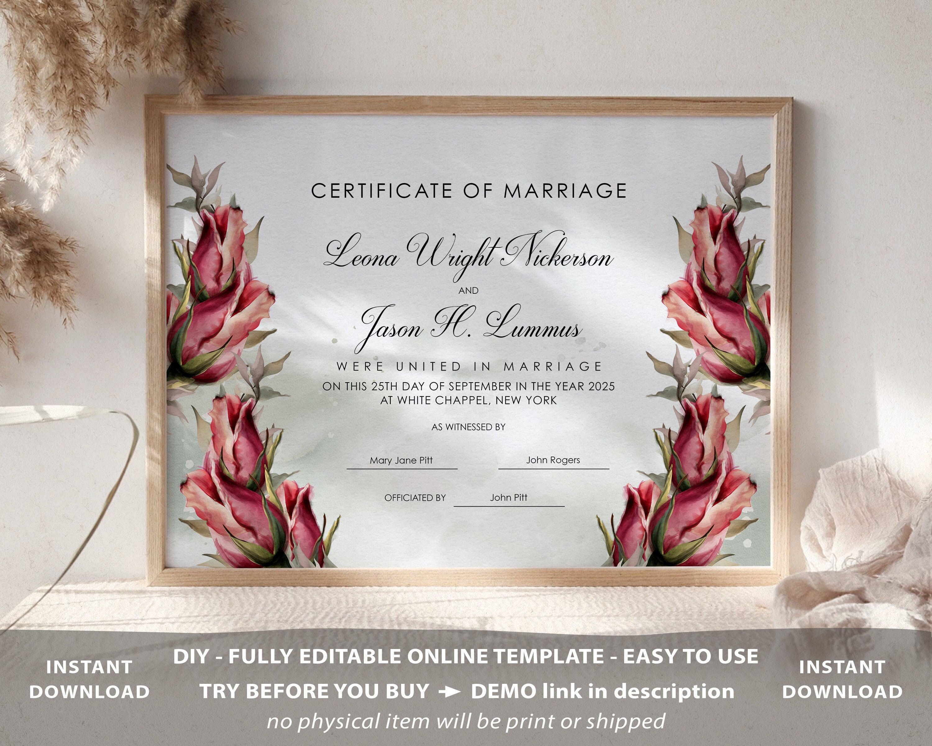 Editable Certificate of Marriage Wedding Certificate Etsy Österreich Regarding Certificate Of Marriage Template Editable Certificate of Marriage Wedding Certificate Etsy Österreich Regarding Certificate Of Marriage Template