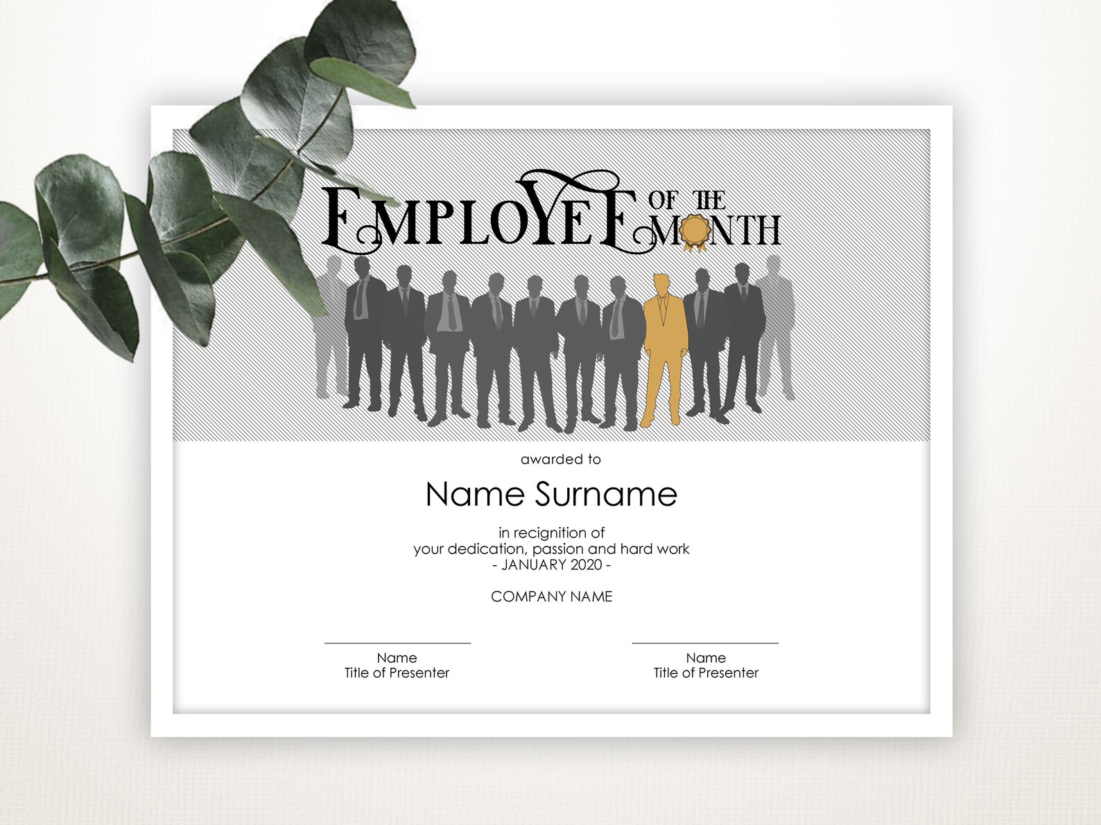 Employee of the Month EDITABLE Template Printable Award