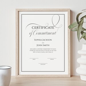 Bearbeitbare Zertifikatsvorlage, druckbare Hochzeitsandenken-Urkunde, minimalistische Ehe-Hochzeitsgeschenkurkunde, Download 043