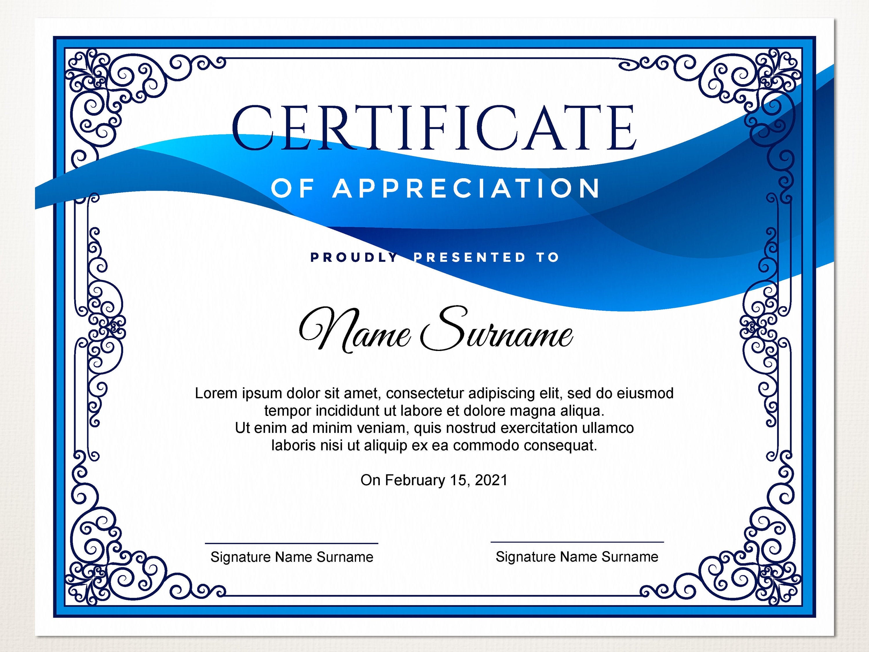 EDITABLE Certificate Corporate Award Certificate Of Etsy
