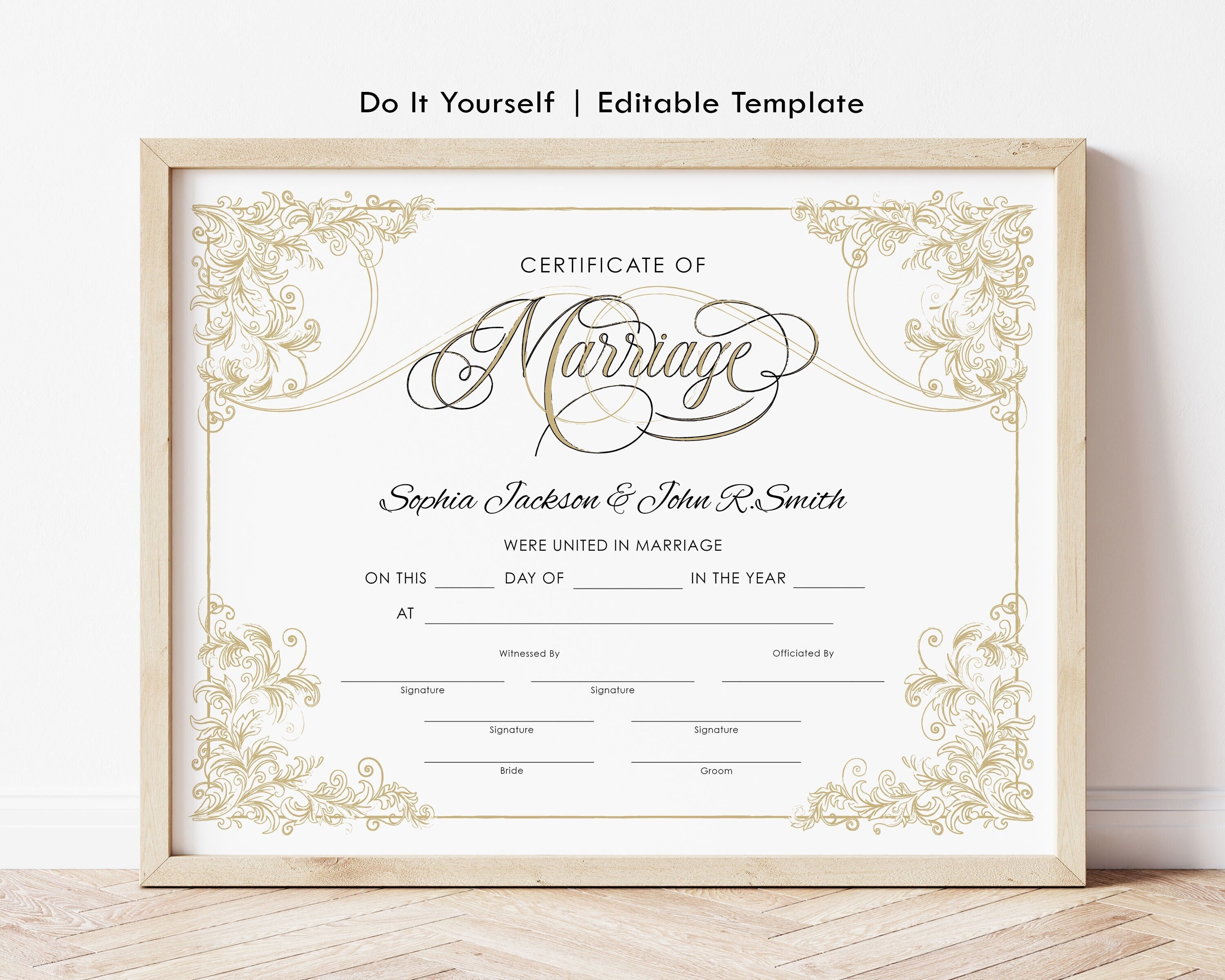 Editable Marriage Certificate Template Custom Certificate Of -  Portugal