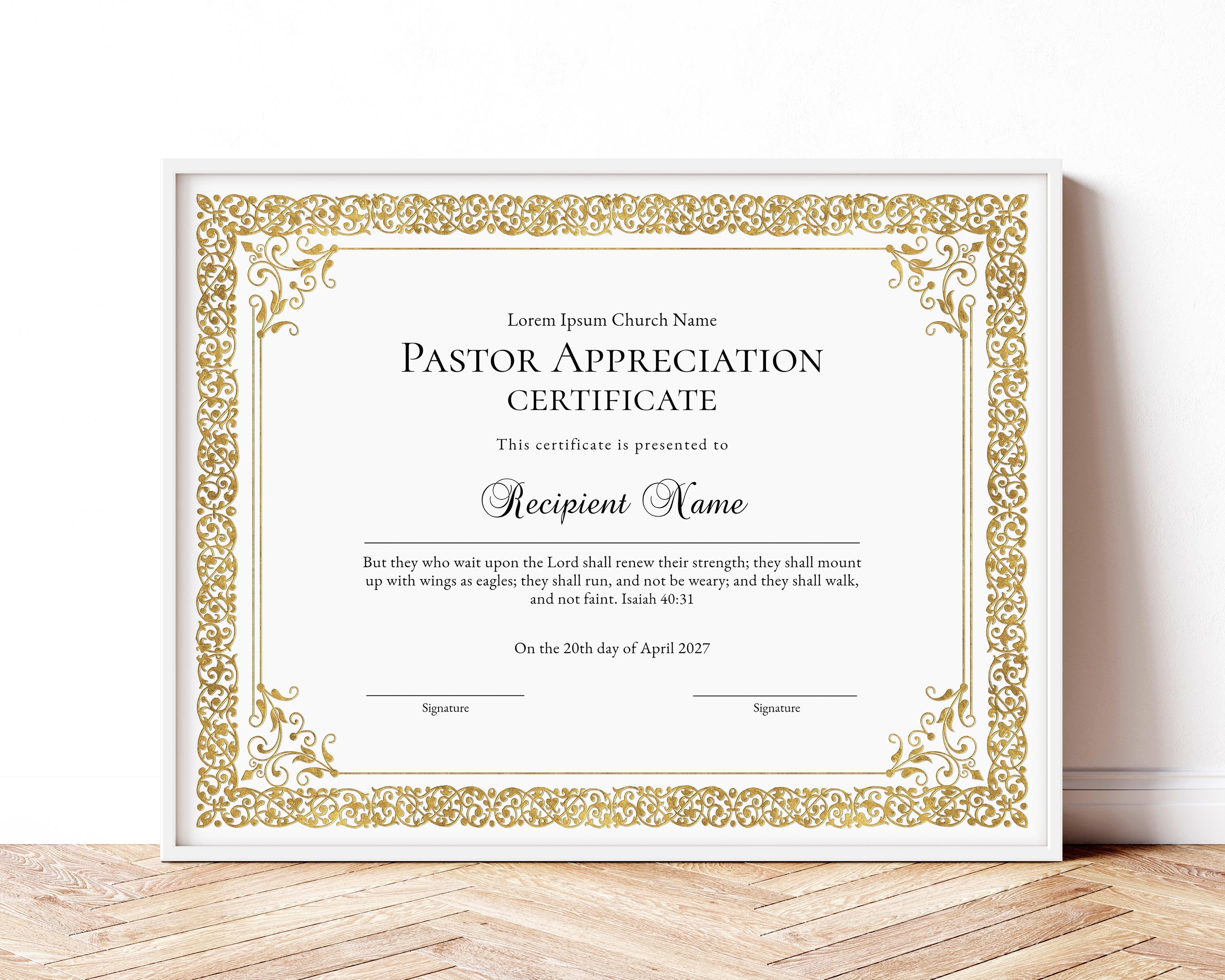 Pastor Appreciation Certificate Pastor Appreciation Certificate,