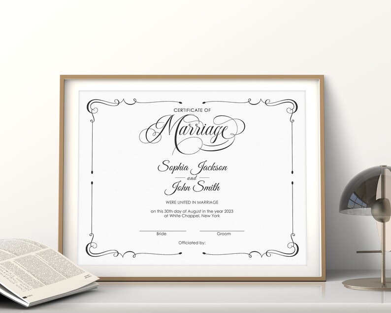 Elegantes Hochzeitszertifikat druckbares Hochzeitszertifikat Etsy