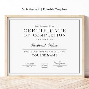 Minimalist Certificate of Completion Template, Training Certificate, Editable  Printable Lashes Certificate Digital Download Jet017