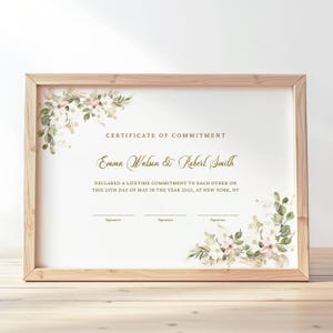 Certificate of Commitment, Editable Printable Marriage Certificate Template, Wedding Gift Certificate Wedding Keepsake Download, Jet215