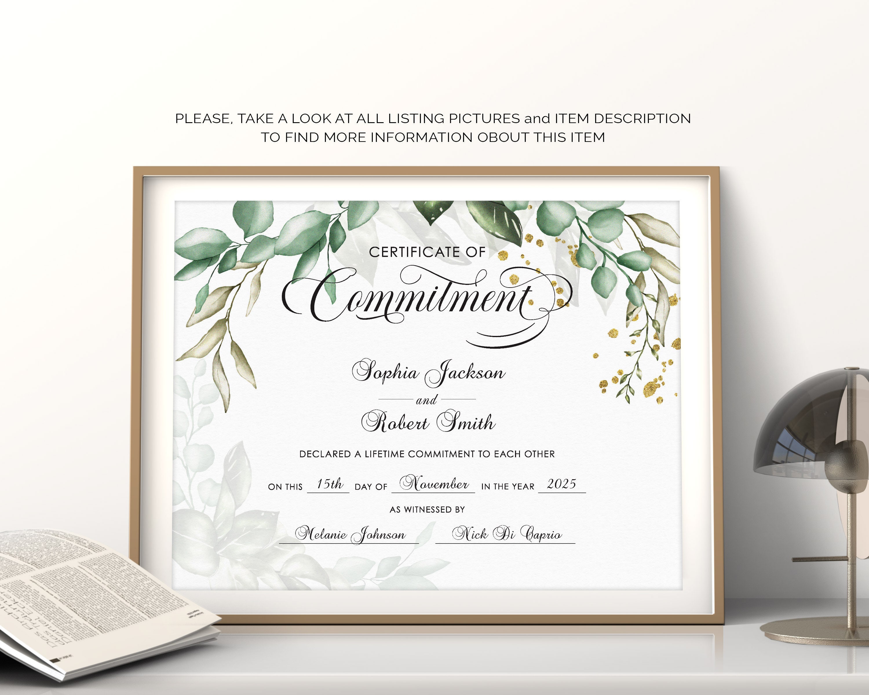 Editable Certificate of Commitment Printable Certificate | Etsy