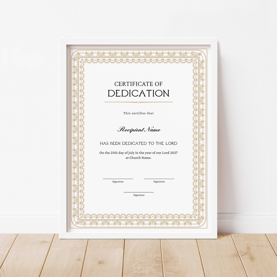 Editable Certificate of Dedication Template, Child Dedication ...