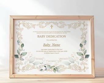 Baby Dedication Certificate Template, Baptism Certificate, Baby Christening, Editable Printable Baby Blessing Certificate Download 248