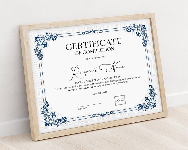 Editable Certificate of Completion, Printable Completion Certificate ...