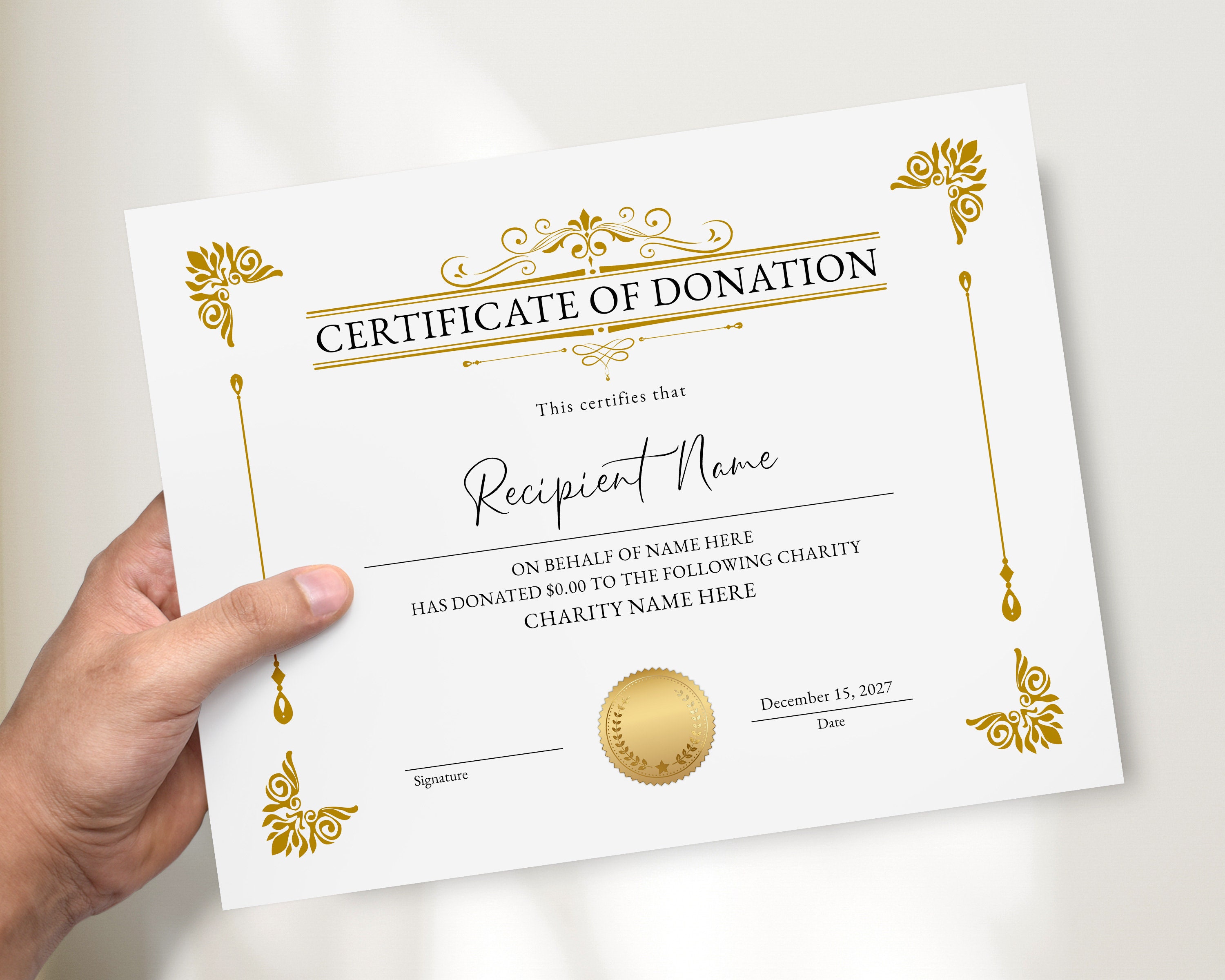 Editable Certificate of Donation Template Printable Charity Etsy Editable Certificate of Donation Template Printable Charity Etsy
