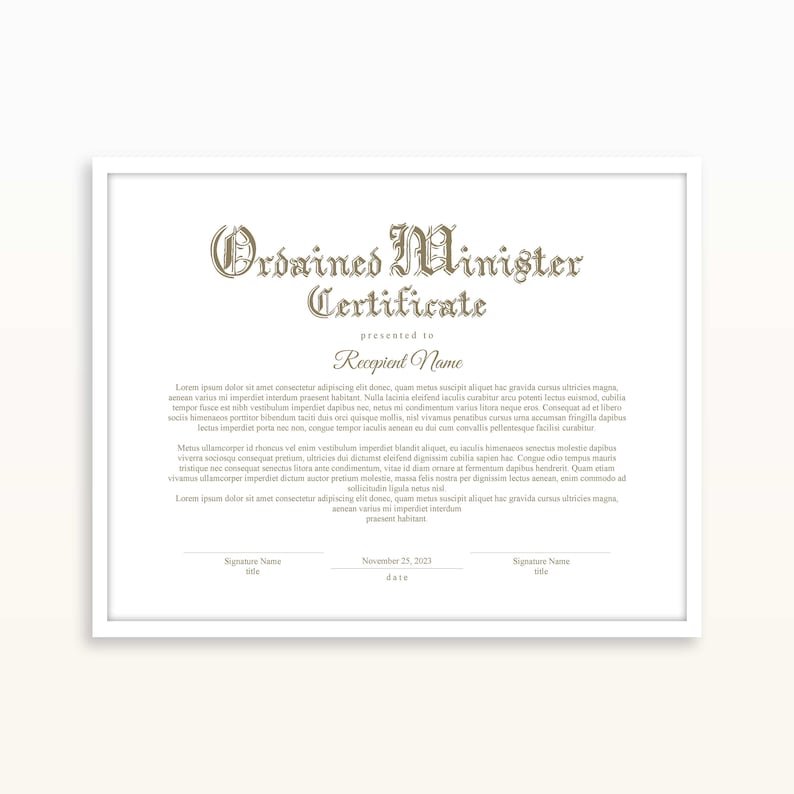 ordained ministers licence