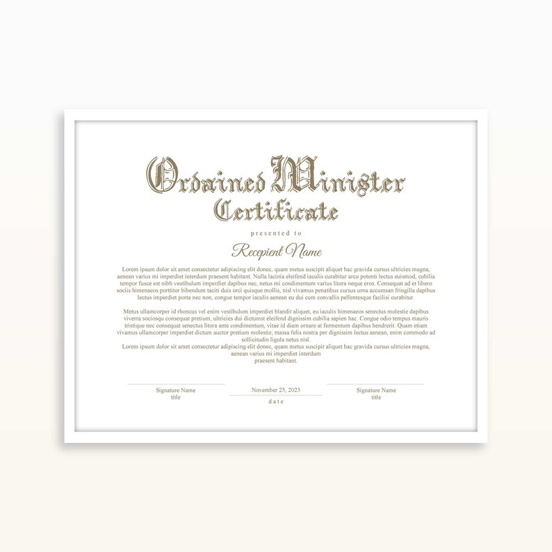 ordained minister certificate template ordained minister certificate template