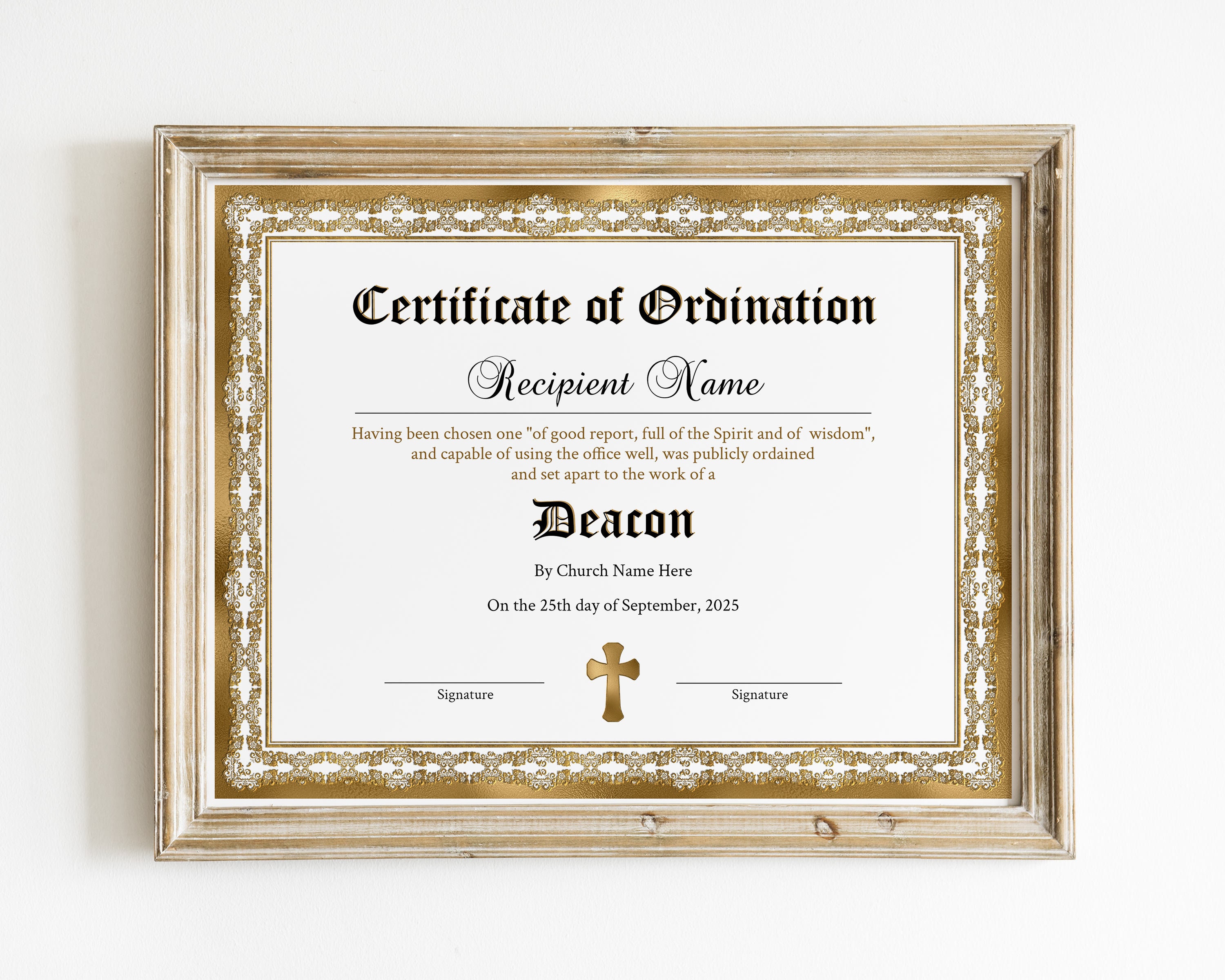 Deacon Ordination Certificate Template Printable Certificate - Etsy ...