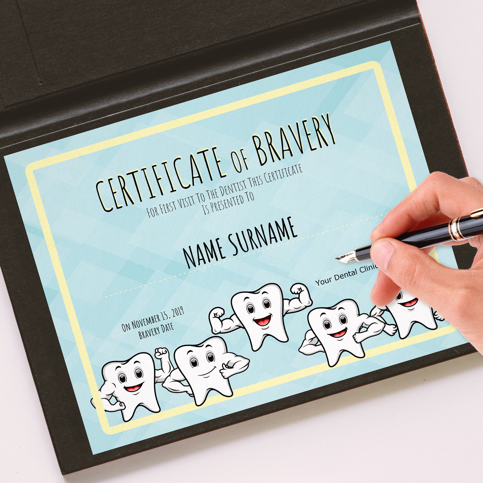 Dentist Certificate of Bravery EDITABLE Kids Certificate Etsy