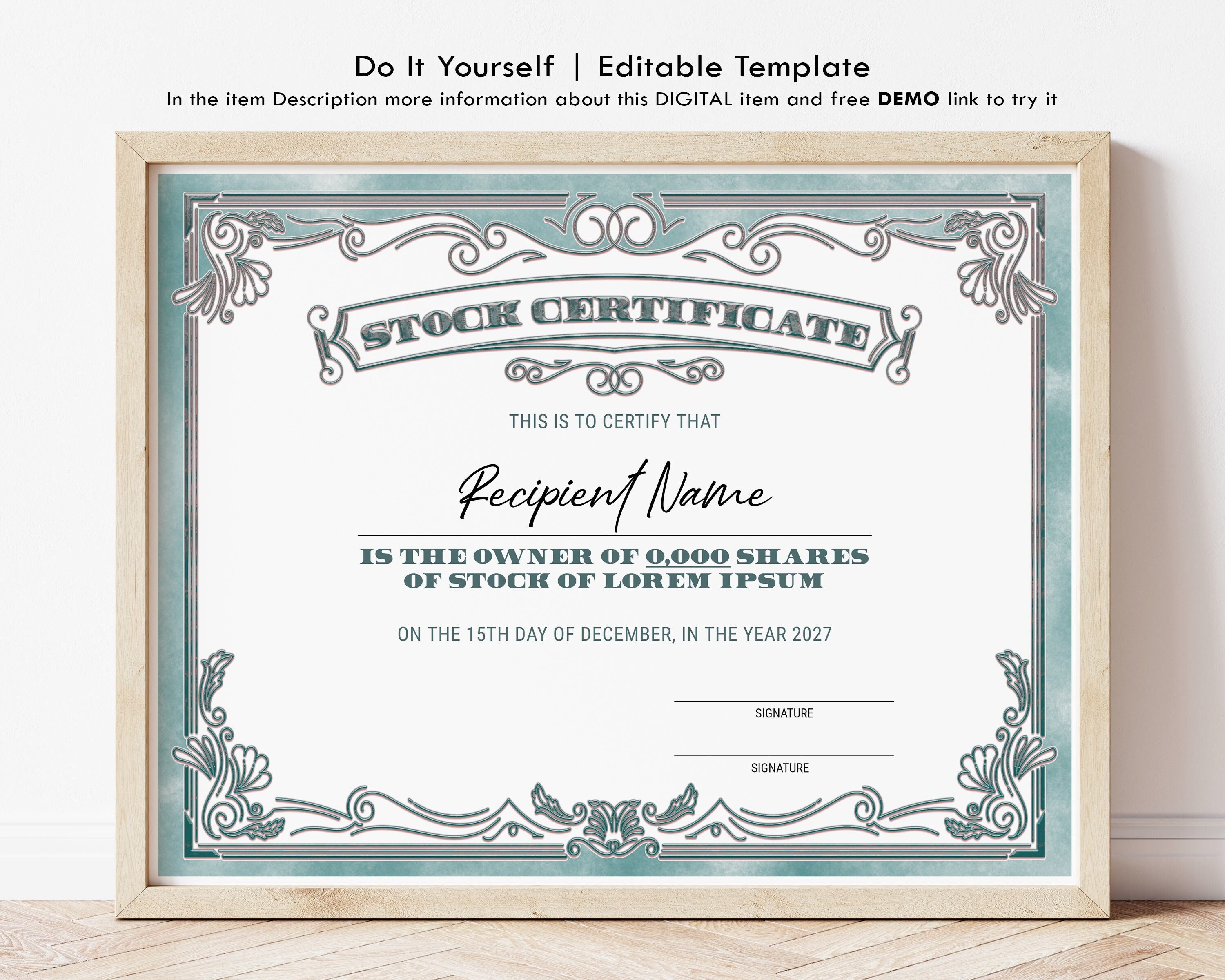 stock certificate template