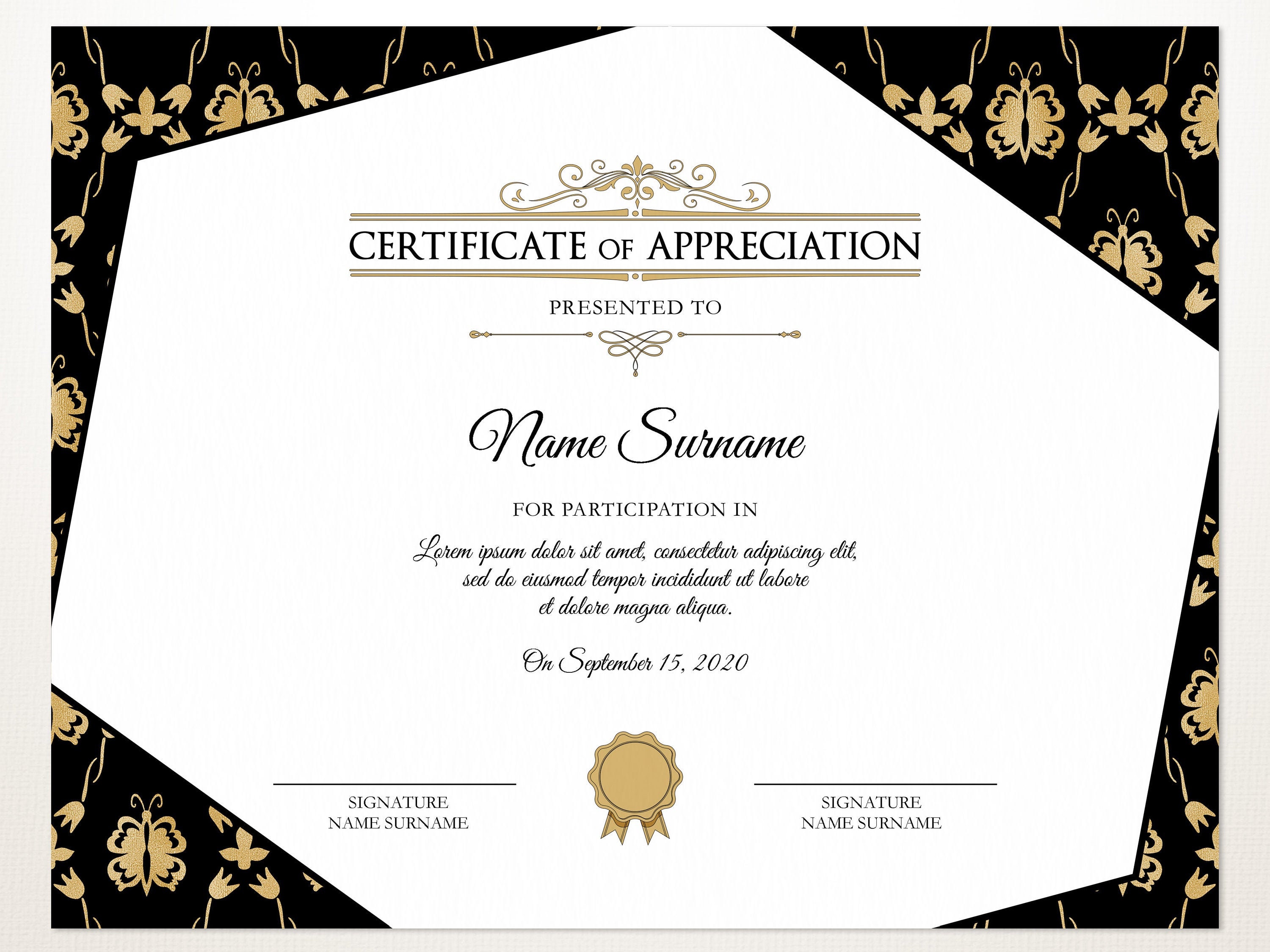 Elegant Certificate of Appreciation, Printable Certificate, EDITABLE  Appreciation Certificate Template, Instant Download For In Appreciation Certificate Templates