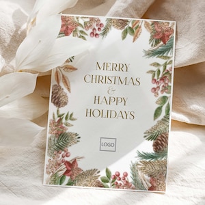 Elegant Corporate Holiday Card Template, Editable Christmas Greeting Card, Corporate Christmas Logo Cards Digital Download, Jet CHR